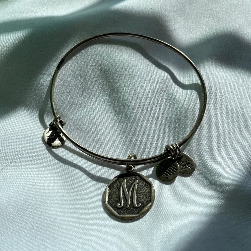 Alex and Ani Silver Adjustable Letter M Bracelet